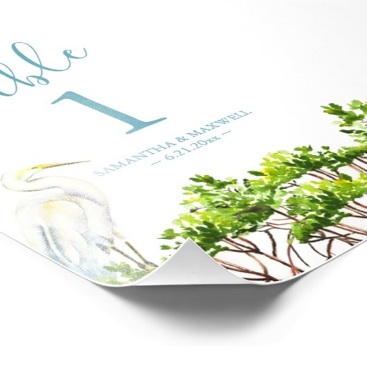 Tafelnummer Waterverf Strand Bruiloft 4x6 Foto Afdruk (Hoek)