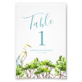 Tafelnummer Waterverf Strand Bruiloft 4x6 Foto Afdruk (Voorkant)