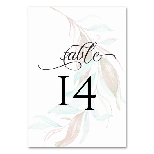 TAFELNUMMER | Waterverf van pastelkleurig geblader (Achterkant)