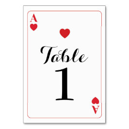 Tafelnummer Wedding Ace of Hearts-speelkaarten