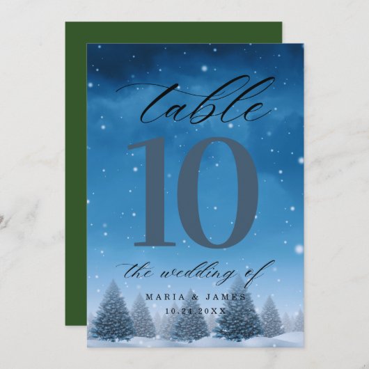Tafelnummer Winter Snow Bruiloft (Voorkant / Achterkant)