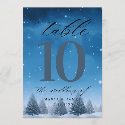 Tafelnummer Winter Snow Bruiloft (Voorkant)