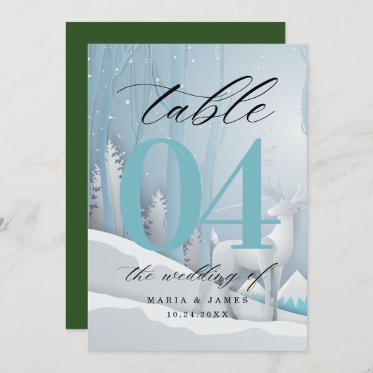 Tafelnummer Winter Snow Bruiloft (Voorkant / Achterkant)