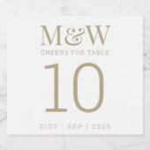 Tafelnummer Wit Goud Monogram Bruiloft Likeurfles Etiket (Enkel label)