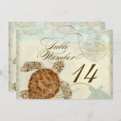 Tafelnummer Zeeschildpad Oceaan Strand Bruiloft Ku (Voorkant / Achterkant)