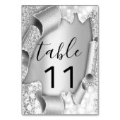 Tafelnummer Zilvergrijs Glitter 3D Weddenschap (Achterkant)