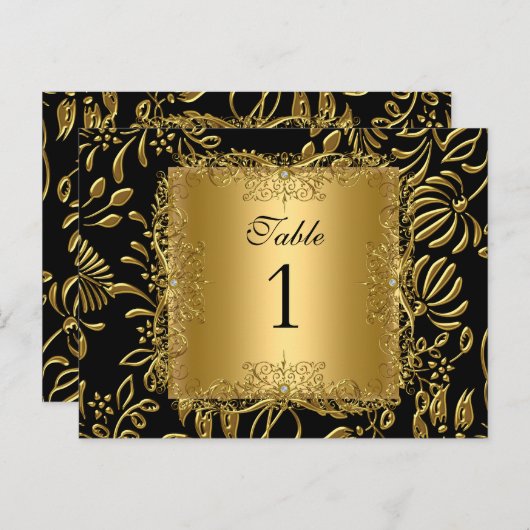 Tafelnummer Zitplaats Kaarten Damask Gold (Voorkant / Achterkant)