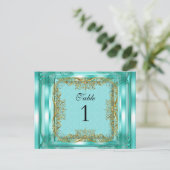 Tafelnummer zitplaats kaarten Goud Teal (Staand voorkant)