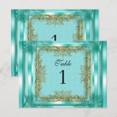 Tafelnummer zitplaats kaarten Goud Teal (Voorkant / Achterkant)