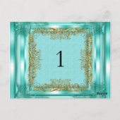 Tafelnummer zitplaats kaarten Goud Teal (Achterkant)
