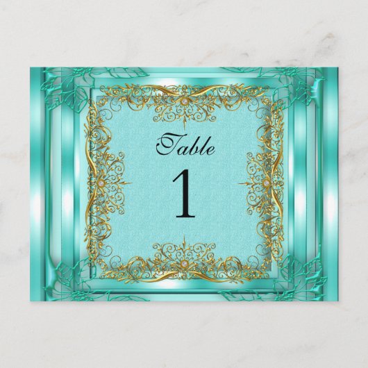 Tafelnummer zitplaats kaarten Goud Teal (Voorkant)