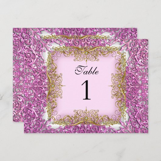 Tafelnummer Zitplaatsen Kaarten Roze Goud (Voorkant / Achterkant)