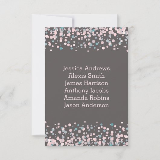 Tafelnummer zitplaatsenkaart Blush Roze Confetti (Achterkant)