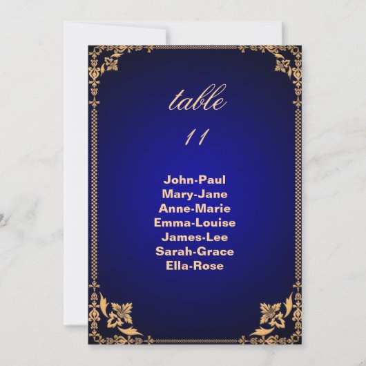 Tafelnummer zitplaatsindeling in vintage blauwe li (Voorkant)