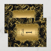 Tafelnummer zitplaatskaarten Damask Goud (Voorkant / Achterkant)