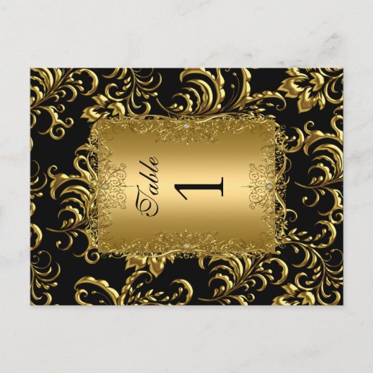 Tafelnummer zitplaatskaarten Damask Goud (Voorkant)