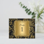 Tafelnummer zitplaatskaarten Damask Goud (Staand voorkant)