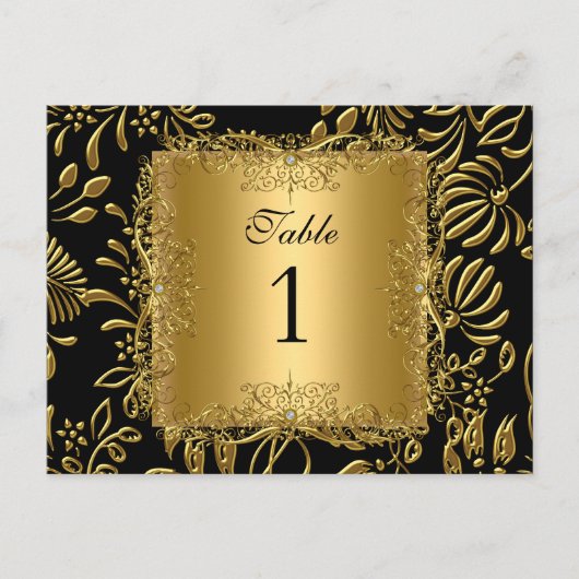 Tafelnummer zitplaatskaarten Damask Goud (Voorkant)