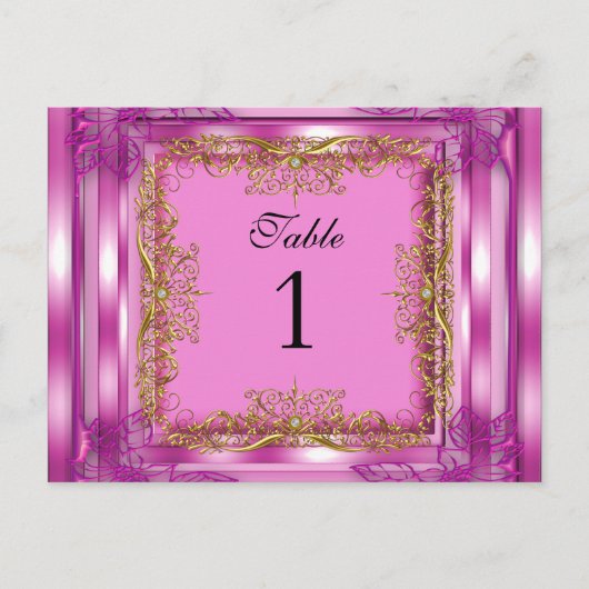Tafelnummer zitplaatskaartjes Goud Roze (Voorkant)