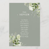 Tafelnummer zitplan bloemige saliegroene tafel (Achterkant)