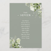 Tafelnummer zitplan bloemige saliegroene tafel (Voorkant)