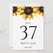 Tafelnummer Zonnebloem Huwelijk Wit Gele Kaart (Achterkant)