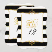 Tafelnummer zwart-wit script goud glitterscript (Voorkant / Achterkant)