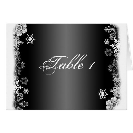 Tafelnummer zwart-wit Snowflake Weddenschap (Voorkant Horizontaal)