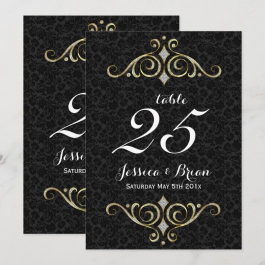 Tafelnummer zwarte en gouden Ornamenten (Voorkant / Achterkant)