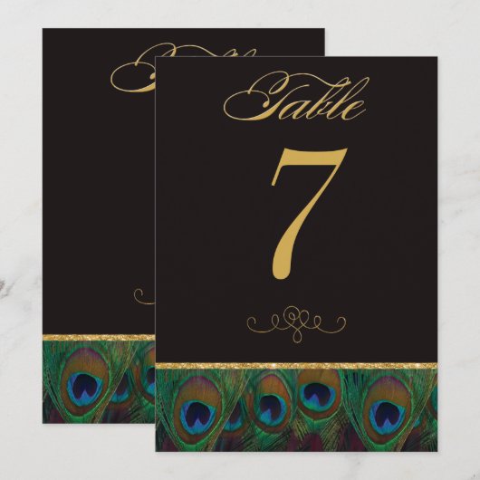 Tafelnummer zwarte en goudpacock (Voorkant / Achterkant)
