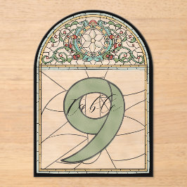 Tafelnummerborden van acryl met vintage glas-in-lo uitnodigingen