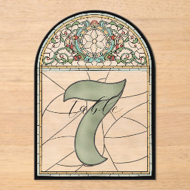 Tafelnummerborden van acryl met vintage glas-in-lo uitnodigingen