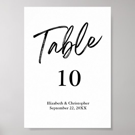 Tafelnummerborden Zwart Wit Minimalistische Trouwd Poster (Voorkant)