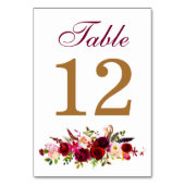 Tafelnummerkaart - bordeaux bloemen kaart (Achterkant)