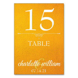 Tafelnummerkaart elegant geel gestructureerd kaart