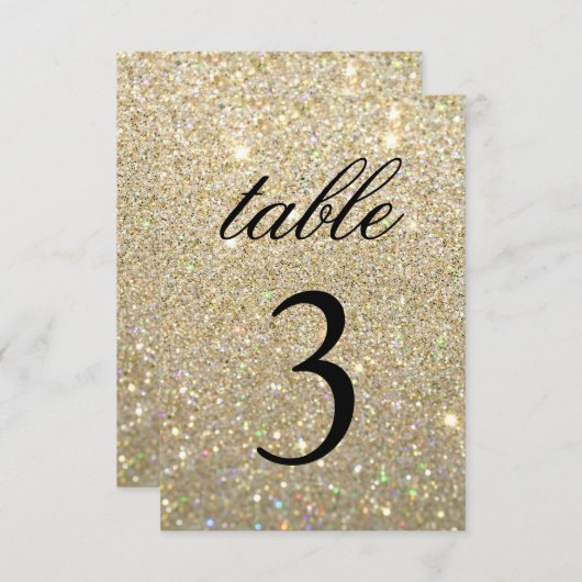 Tafelnummerkaart - Goud Glit Fab Kaart (Voorkant / Achterkant)