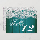 Tafelnummerkaart met Blauwgroen hout Briefkaart (Voorkant / Achterkant)