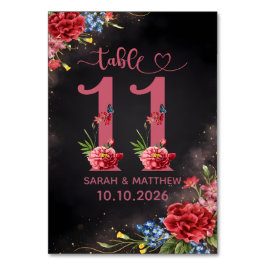 Tafelnummerkaart met bloemen in blos kaart