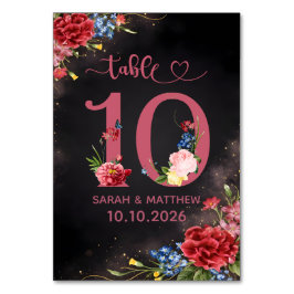 Tafelnummerkaart met bloemen in blos kaart