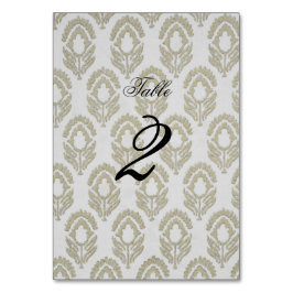 Tafelnummerkaart met bruin en wit blokprint kaart