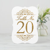 Tafelnummerkaart met goudeffect voor bruiloft (20) kaart (Staand voorkant)