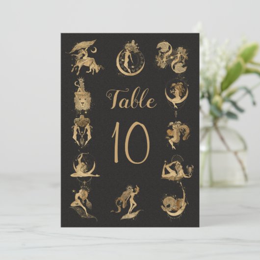 Tafelnummerkaart met sterrenbeeld en horoscoop kaart (Staand voorkant)