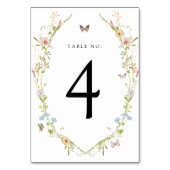 Tafelnummerkaart met vlinder en wilde bloem kaart (Achterkant)