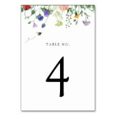 Tafelnummerkaart met wilde bloem en bijen kaart (Voorkant)