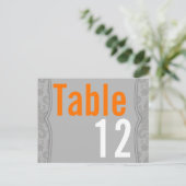 Tafelnummerkaart Modern Grey Damask Lace Print Briefkaart (Staand voorkant)