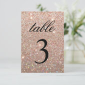 Tafelnummerkaart - Roze Goud Glitter Fab Kaart (Staand voorkant)