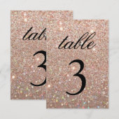 Tafelnummerkaart - Roze Goud Glitter Fab Kaart (Voorkant / Achterkant)