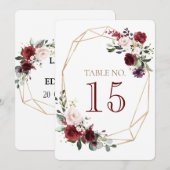 Tafelnummerkaart voor bruiloft en receptie bloemst kaart (Voorkant / Achterkant)