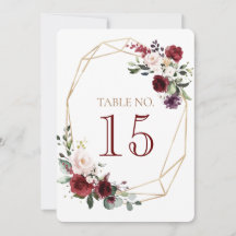 Tafelnummerkaart voor huwelijks- en receptiebloeme