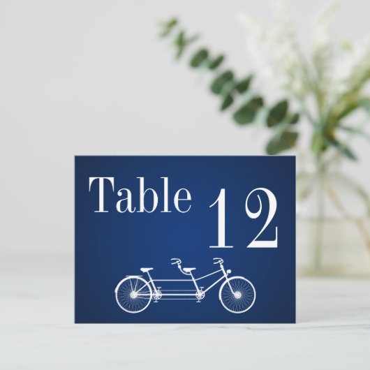 Tafelnummerkaart Whimsical Navy Herfst Double Bike Briefkaart (Staand voorkant)